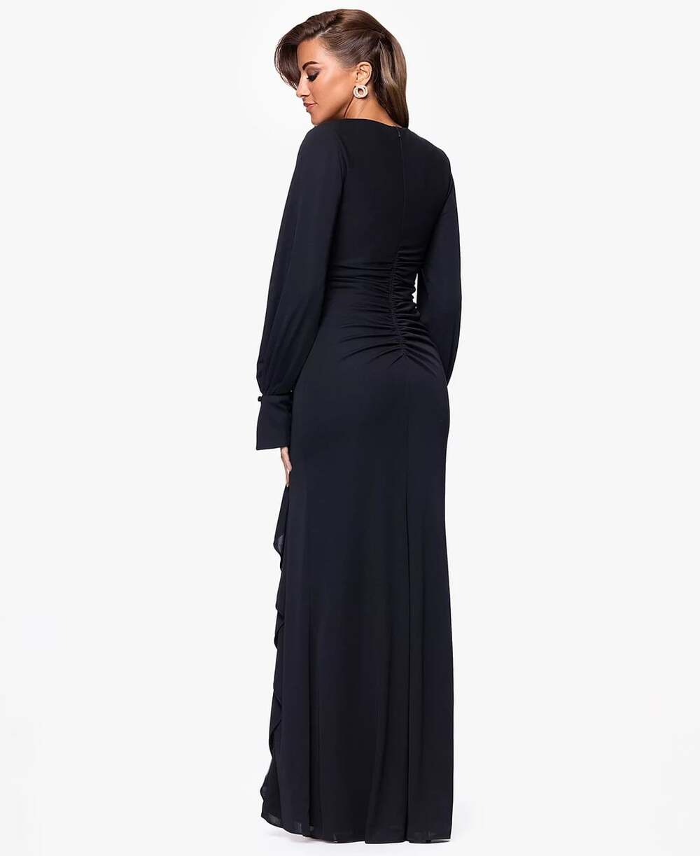 NEW XSCAPE Women's 8 Long Sleeve Side Slit Jersey Dress • Reg Price $219 - Picture 5 of 5